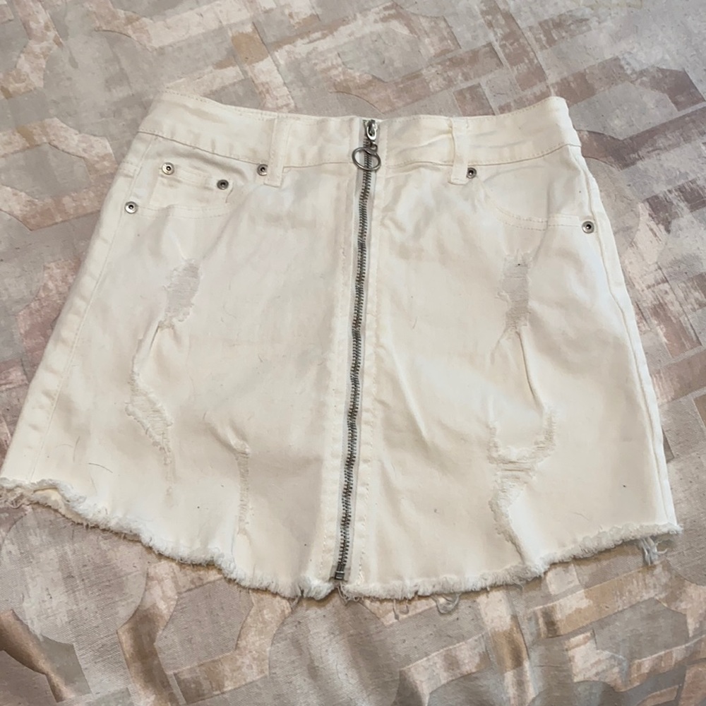 White Jean Skirt